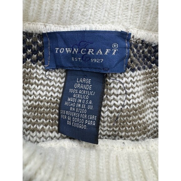 Town Craft Knitted Sweater Grandma Core Crop Top Style Geometric Shape Large Vtg - Picture 6 of 10